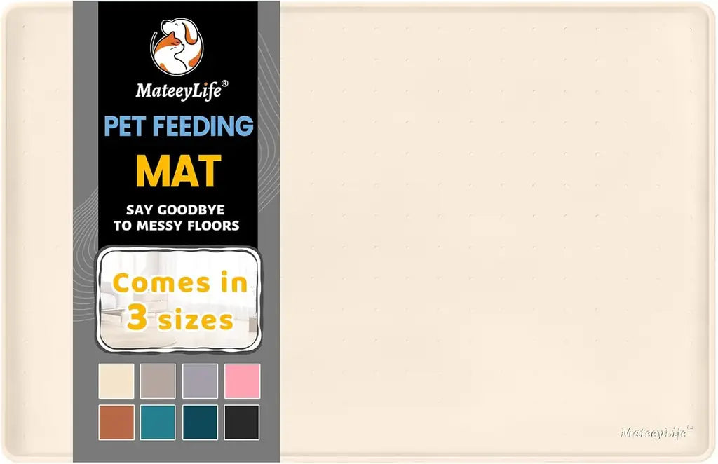 MateeyLife Silicone Cat & Dog Food Mat – Waterproof, Anti-Slip, Raised Edge Pet Feeding Mat