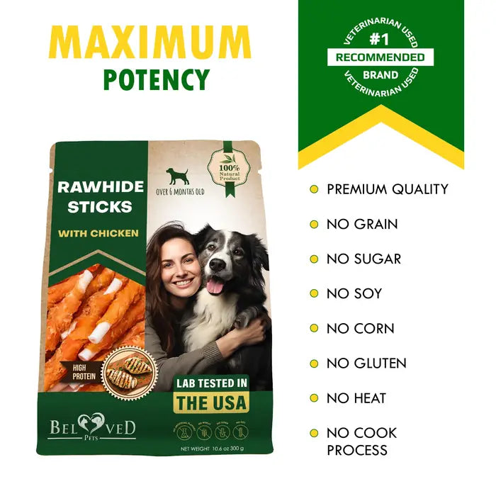 Dog Rawhide Sticks Wrapped with Chicken & Pet Natural Chew Treats