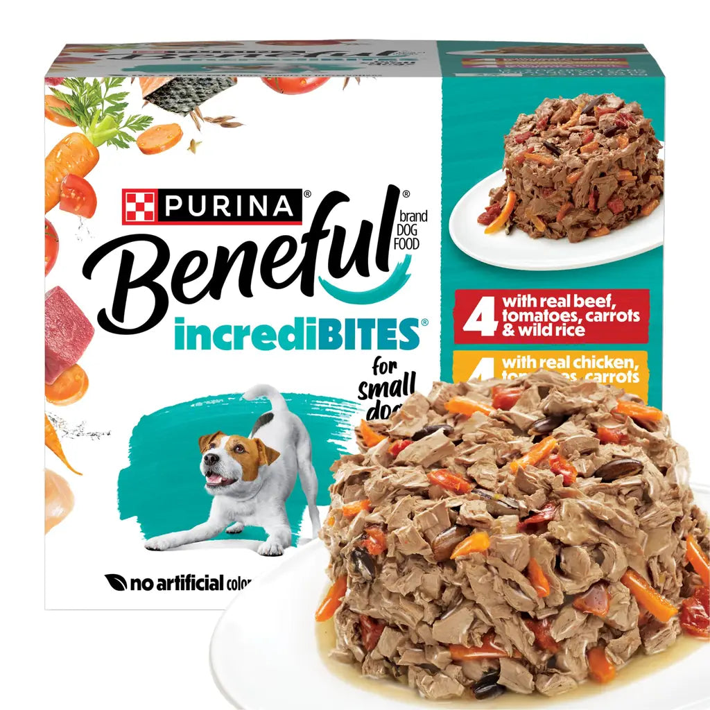 Beneful IncrediBites Small Breed Wet Dog Food | Real Beef, Chicken & Salmon in Gravy | 3 oz Cans | Variety Pack, Salmon, Chicken & Beef