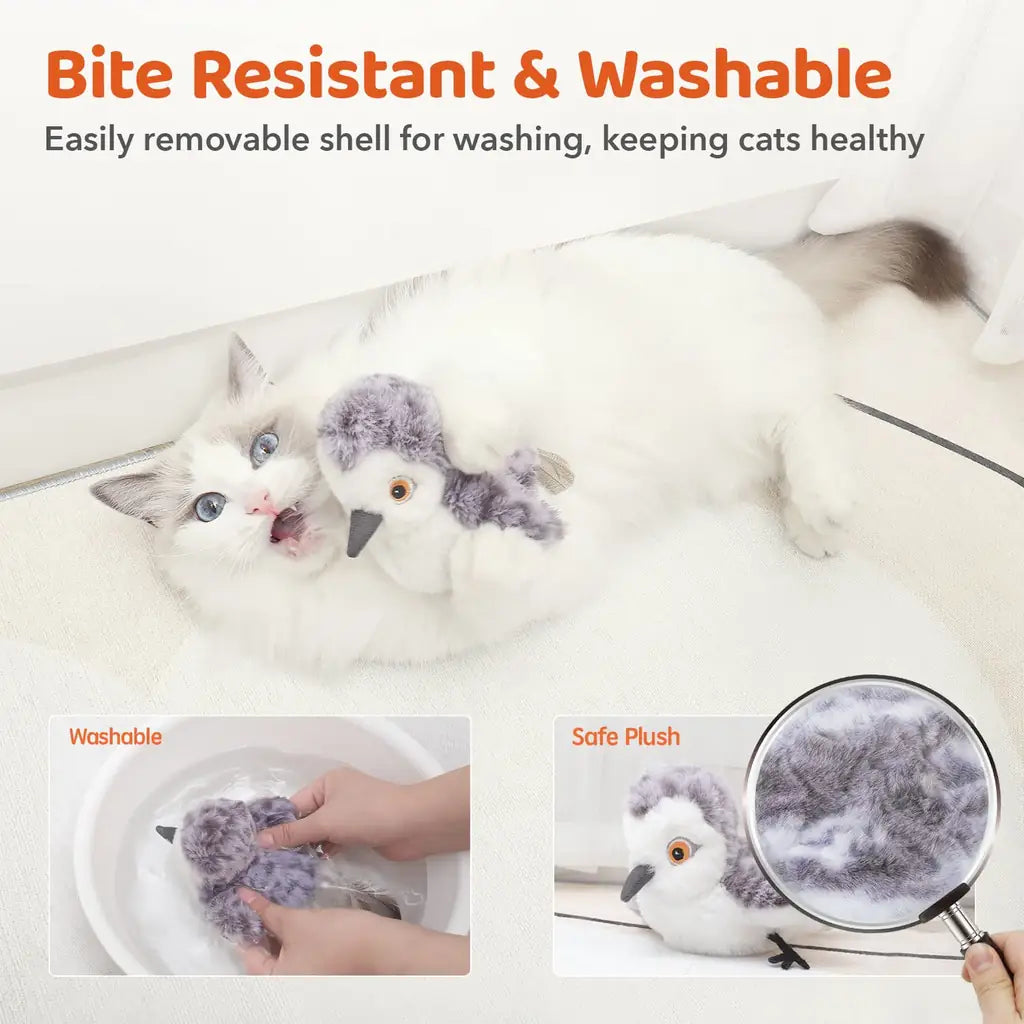 Potaroma Flapping Bird Cat Toy - Motion Sensor, Chirps & Catnip