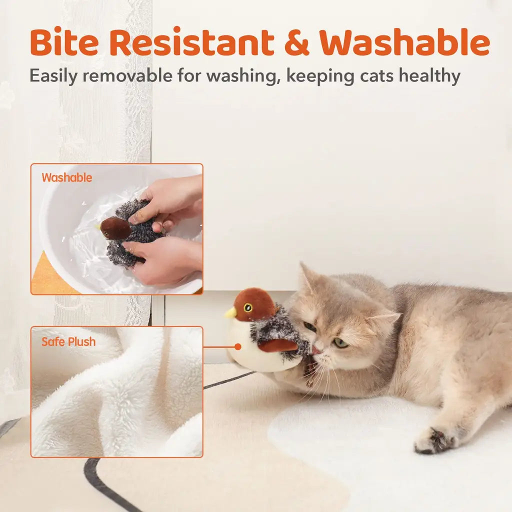 Potaroma Cat Toys Rechargeable Flapping Duck with SilverVine Catnip, Lifelike Quack Chirping, Touch Activated Kitten Kicker Plush Interactive Exercise Toys for All Breeds