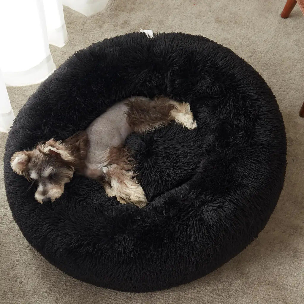 Western Home Calming Soft Round Dog & Cat Bed | Faux Fur Anti-Anxiety Cuddler