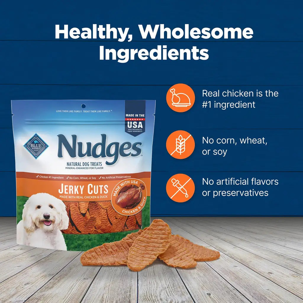 Blue Buffalo Nudges Jerky Cuts | Natural Dog Treats | Real Chicken & Duck | 16oz, 36oz & Multi-Packs