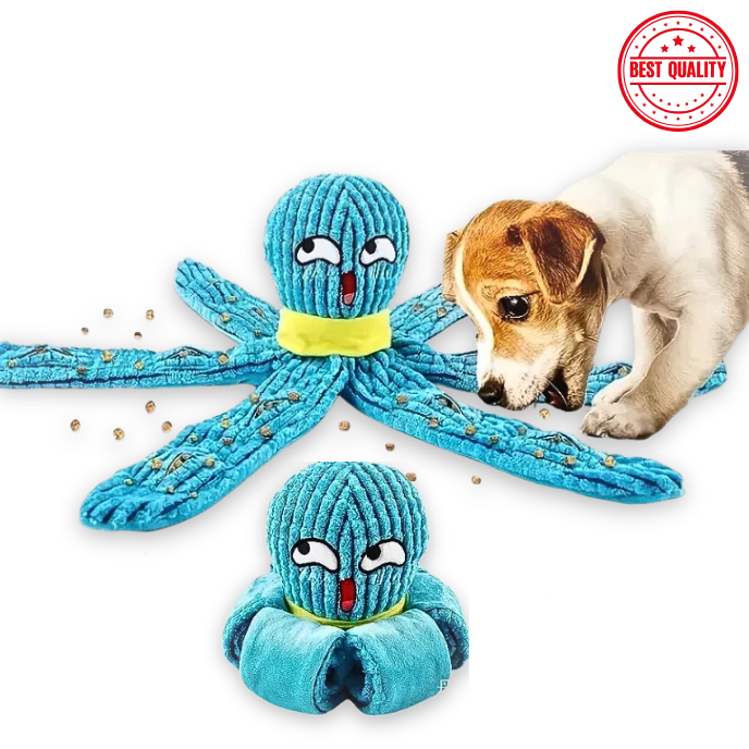 Leather Octopus Dog Toy – Durable Plush Play Toy for Dogs