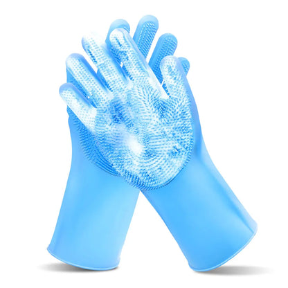 Silicone Pet Grooming Gloves – Dog & Cat Bath Scrubber Brush
