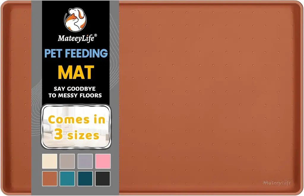 MateeyLife Silicone Cat & Dog Food Mat – Waterproof, Anti-Slip, Raised Edge Pet Feeding Mat