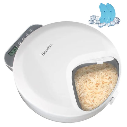 Bsemax Automatic Wet Cat Food Feeder with Ice Packs – 4-Meal Timed Dispenser for Cats & Dogs