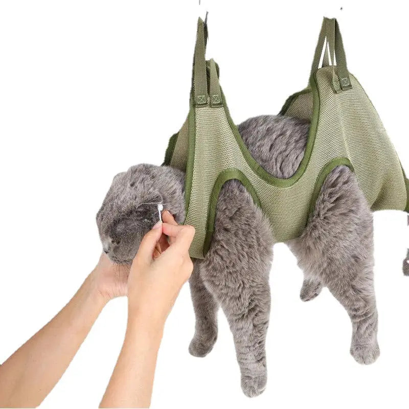 Pet Grooming Hammock with Nail Clipper – Hanging Grooming Kit for Cats & Dogs
