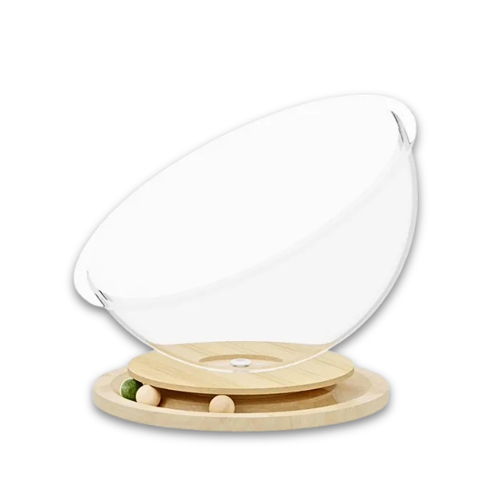 Acrylic Cat Bed with Turntable Toy – Sleep & Play Station