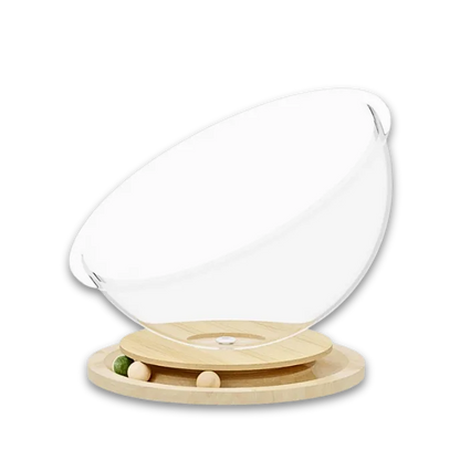 Acrylic Cat Bed with Turntable Toy – Sleep & Play Station
