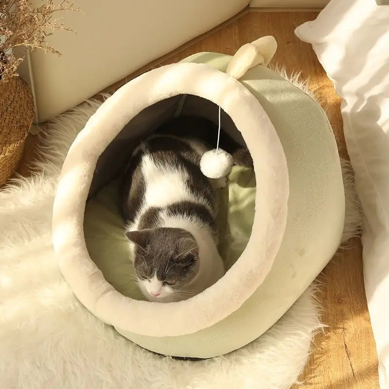 Semi-Enclosed Cat Litter House – Removable, Washable & Cozy Cat Bed