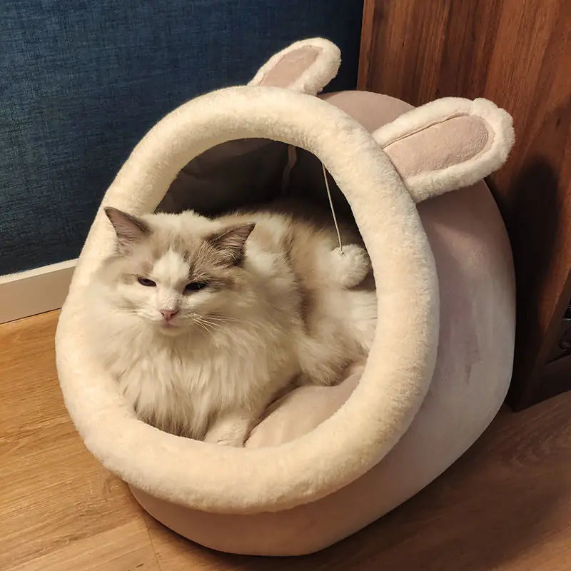 Semi-Enclosed Cat Litter House – Removable, Washable & Cozy Cat Bed