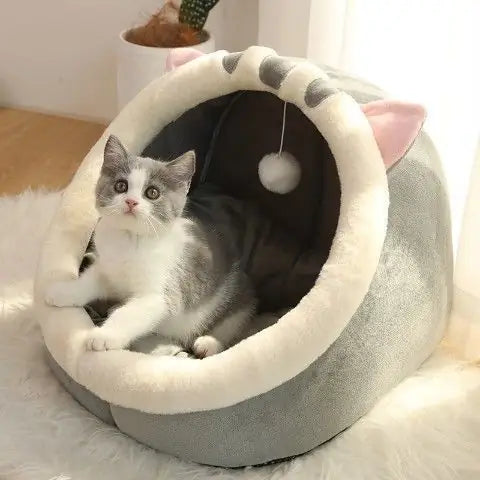 Semi-Enclosed Cat Litter House – Removable, Washable & Cozy Cat Bed
