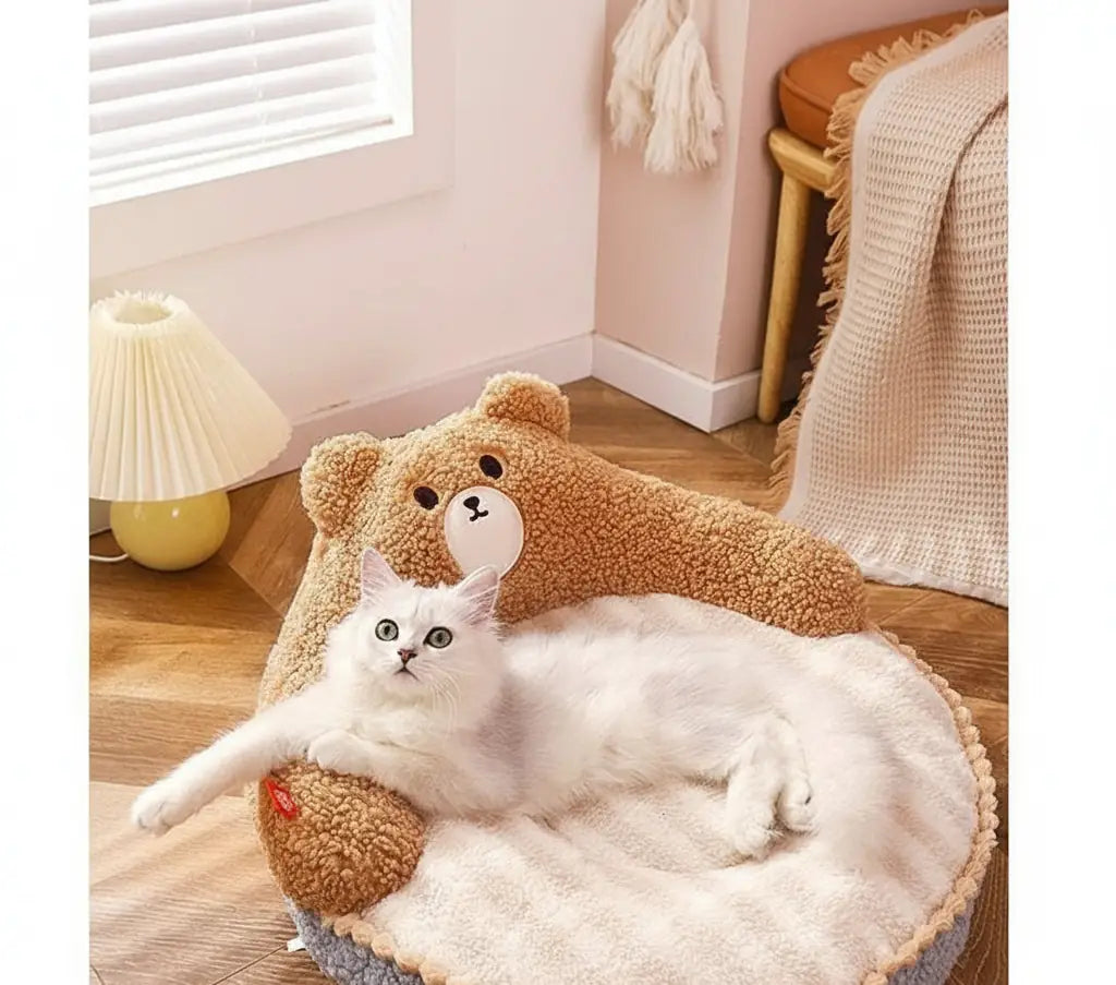 Cozy Bear Pet Sofa - Thick Plush Bed for Small Dogs & Cats