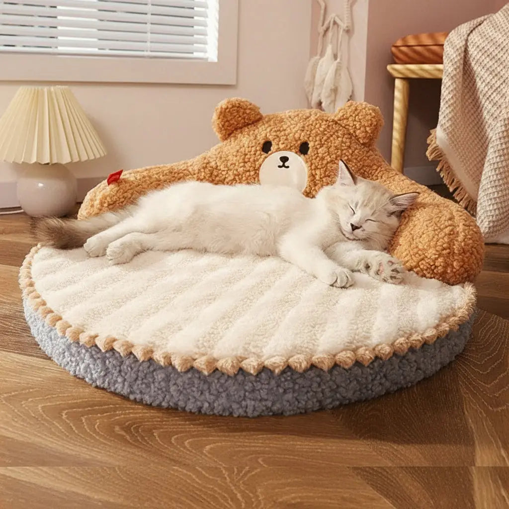 Cozy Bear Pet Sofa - Thick Plush Bed for Small Dogs & Cats