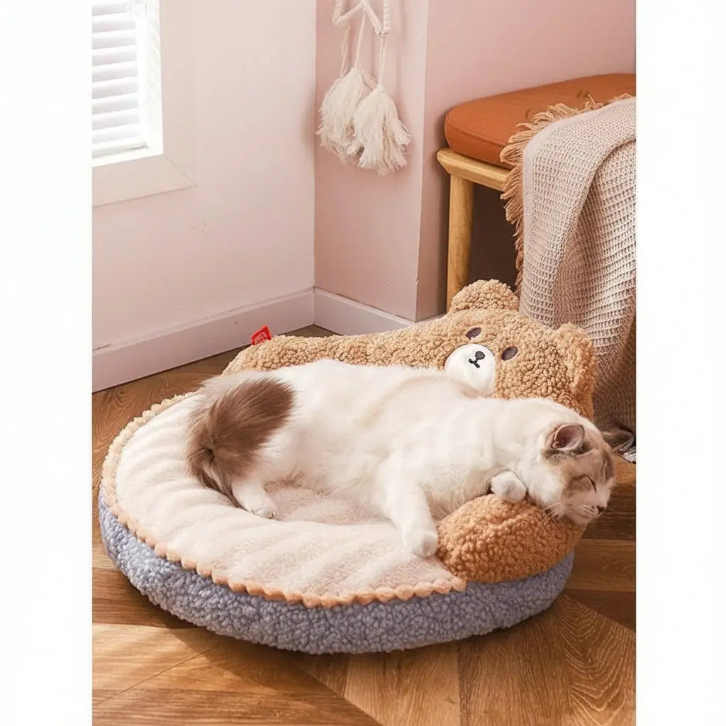 Cozy Bear Pet Sofa - Thick Plush Bed for Small Dogs & Cats