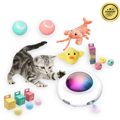 Gravitational UFO Flying Saucer Cat Toy – Electric Self-Entertainment Turntable with Cat Wand & Ball