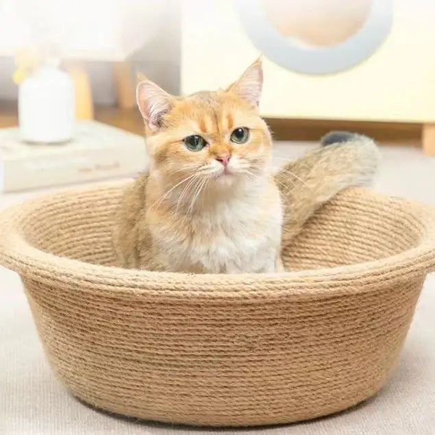 Sisal Cat Scratching Bed & Board – Wear‑Resistant Oval Pad