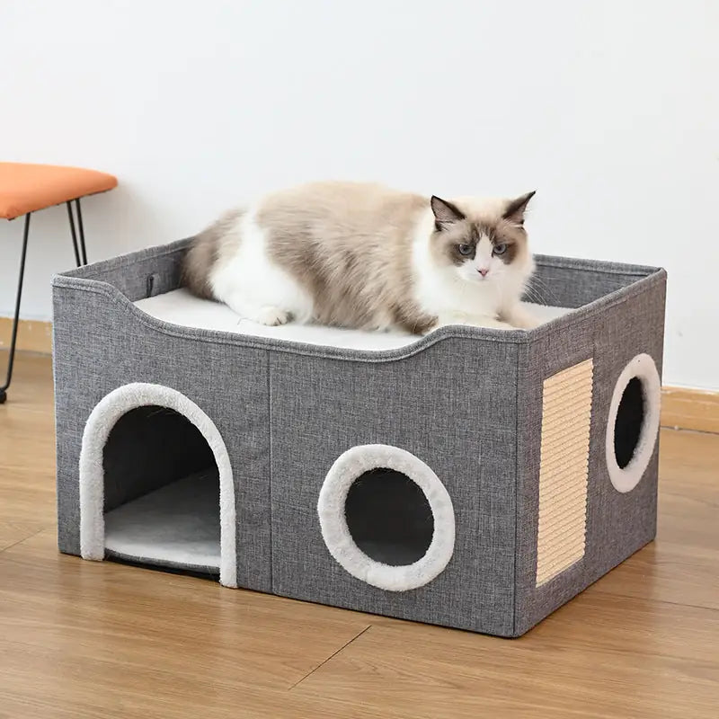 Triple-Tier Cat Condo - All-Season Foldable Pet Bed