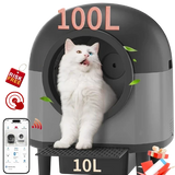 OMCPET Self-Cleaning Cat Litter Box (100L) – Automatic Large Robot for Multiple Cats (2025, Black)