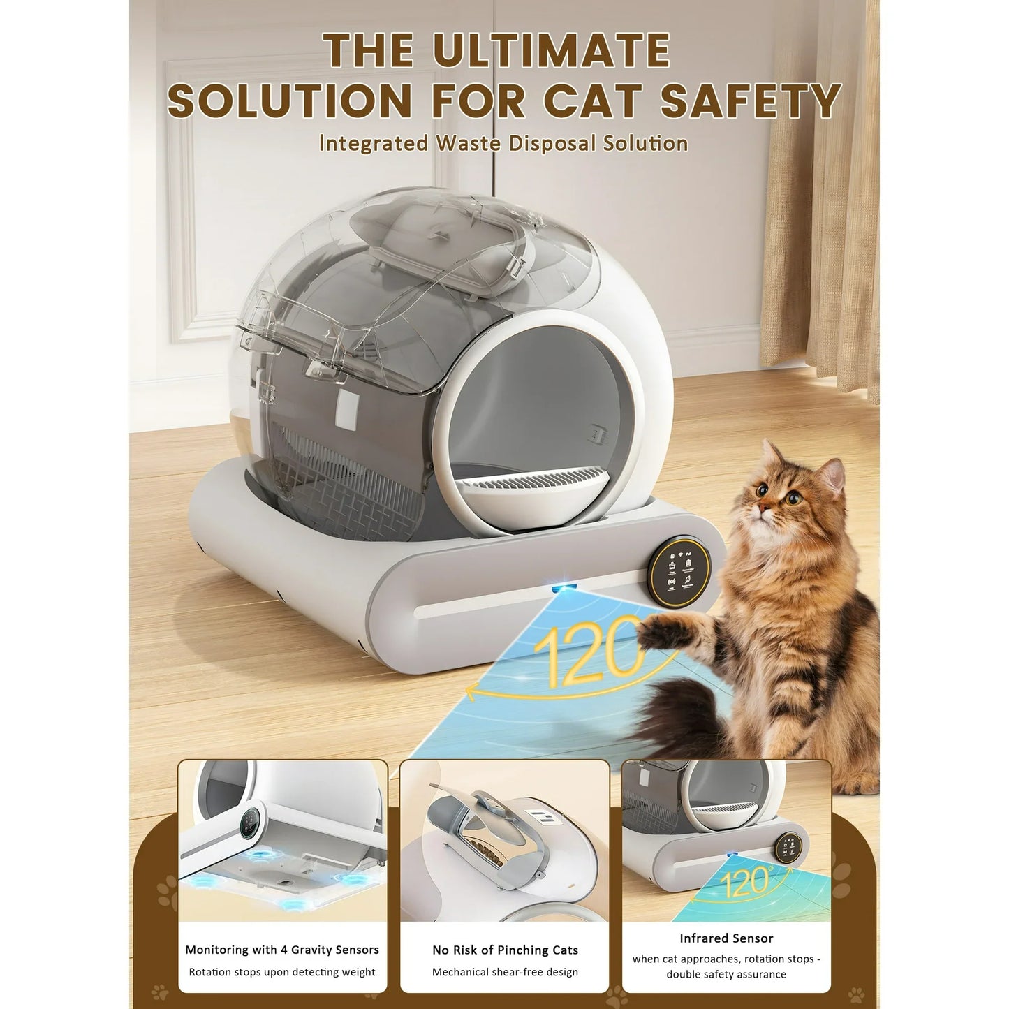 (2025) Smart Self-Cleaning Litter Box for Cats – Large 65L + 9L Robot with Deodorizer, Health Tracker & App Control