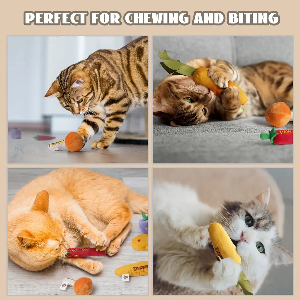 Organic Catnip Toys for Indoor Cats – 100% Pure Catnip, No Cotton, Plush Chew & Kicker Toys