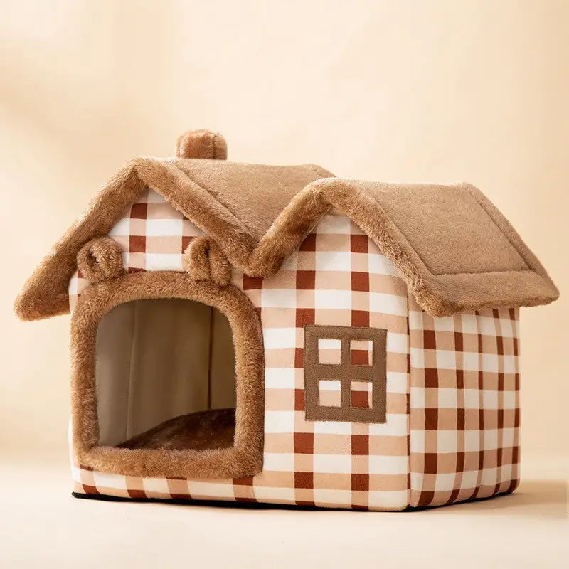 Double-Roof Pet House – Washable Tent Bed for Dogs & Cats