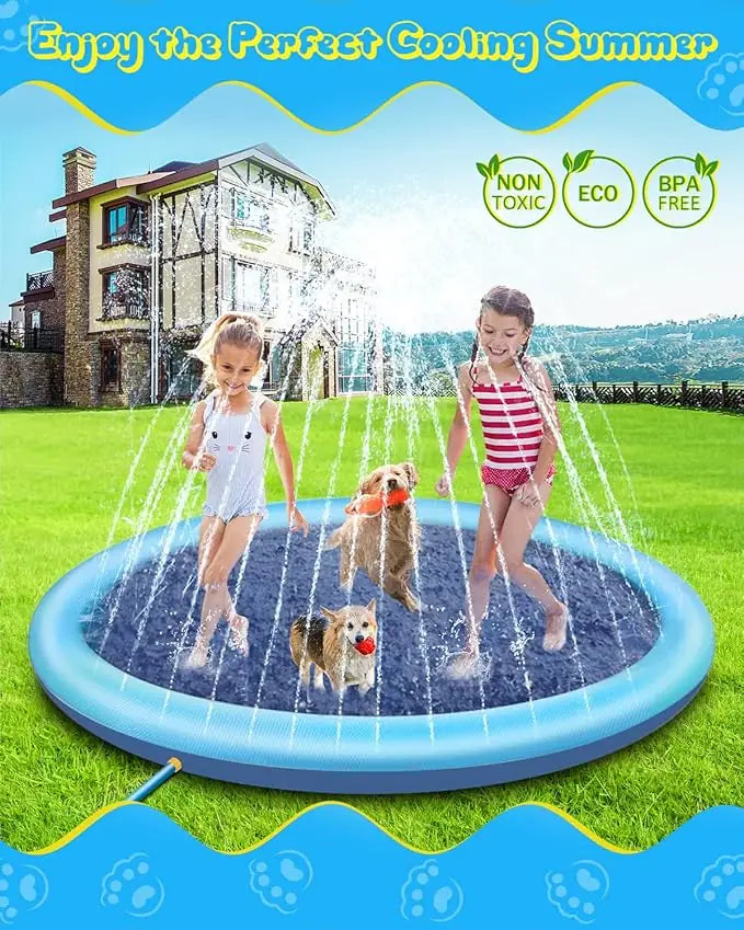 Pet Splash Mat – Non-Slip Water Sprinkler Pad for Dogs & Kids