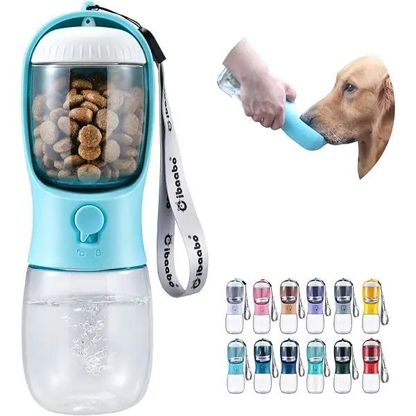 Cibaabo Dog Water Bottle with Food Container Travel Pup