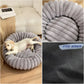 Striped Rabbit Plush Pet Bed – Round, Long-Hair, Winter Mat for Cats & Dogs