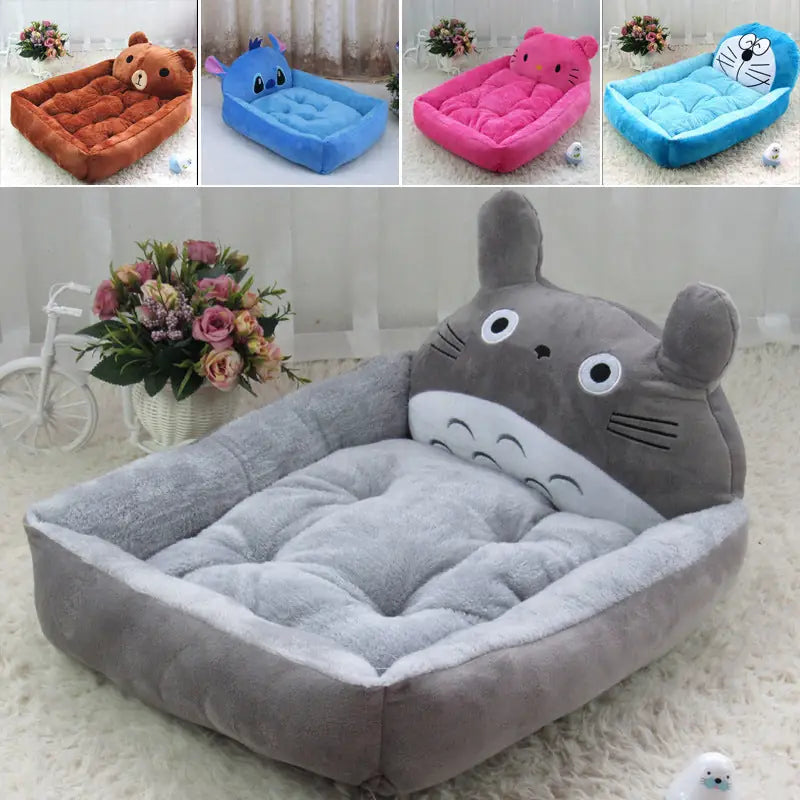 Teddy Cartoon Pet Bed – Washable Large Dog Mat