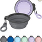 AONKEY 2 Pack Collapsible Dog Bowls with Bottle Carrier | Foldable Silicone Travel Bowls for Dogs | Small 15oz & Large 37oz