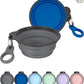 AONKEY 2 Pack Collapsible Dog Bowls with Bottle Carrier | Foldable Silicone Travel Bowls for Dogs | Small 15oz & Large 37oz
