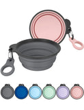 AONKEY 2 Pack Collapsible Dog Bowls with Bottle Carrier | Foldable Silicone Travel Bowls for Dogs | Small 15oz & Large 37oz