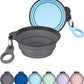 AONKEY 2 Pack Collapsible Dog Bowls with Bottle Carrier | Foldable Silicone Travel Bowls for Dogs | Small 15oz & Large 37oz