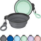 AONKEY 2 Pack Collapsible Dog Bowls with Bottle Carrier | Foldable Silicone Travel Bowls for Dogs | Small 15oz & Large 37oz