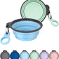 AONKEY 2 Pack Collapsible Dog Bowls with Bottle Carrier | Foldable Silicone Travel Bowls for Dogs | Small 15oz & Large 37oz