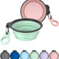 AONKEY 2 Pack Collapsible Dog Bowls with Bottle Carrier | Foldable Silicone Travel Bowls for Dogs | Small 15oz & Large 37oz
