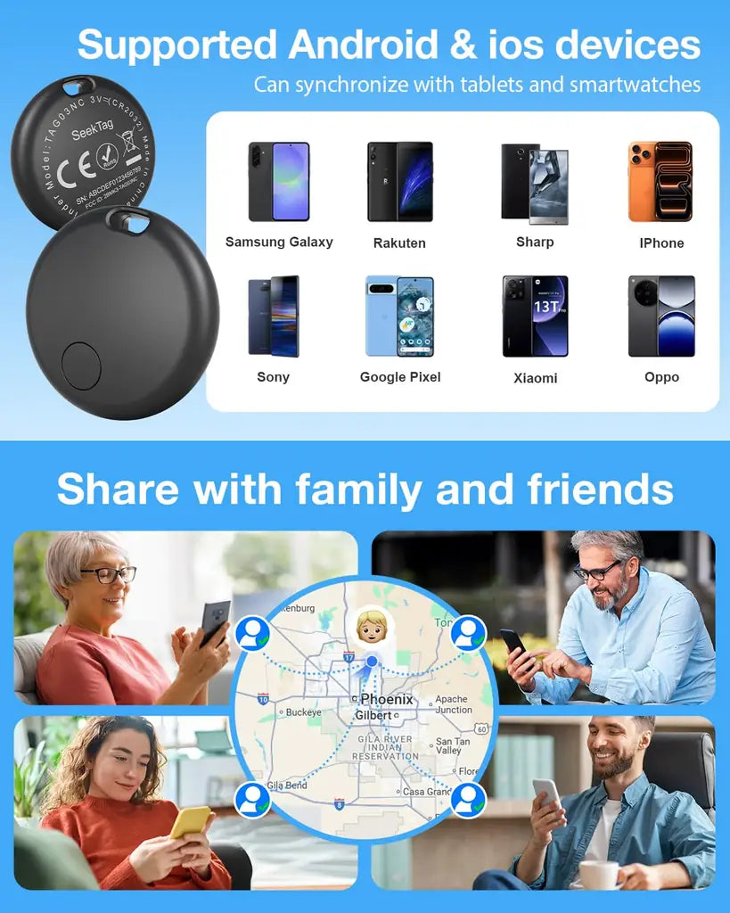 Bluetooth Pet Tracker 4-Pack with 2-Year Battery