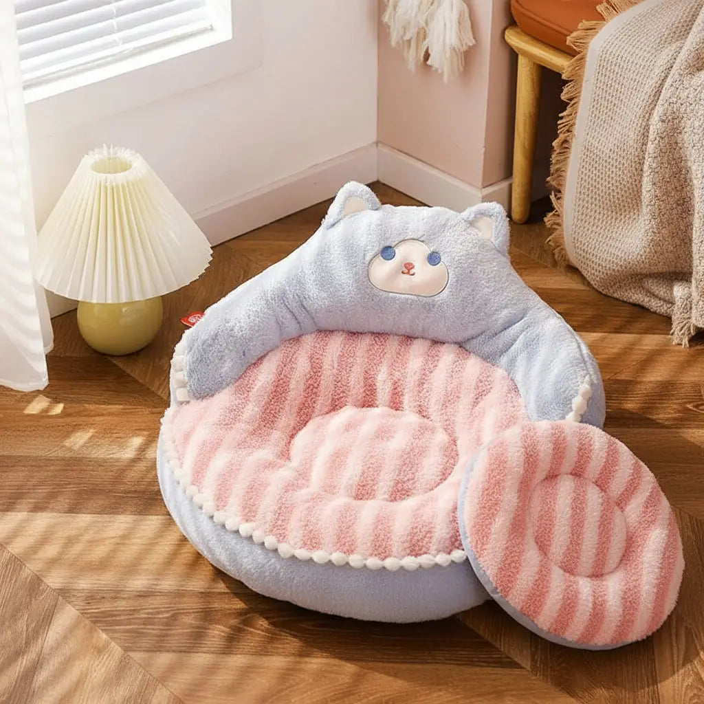 Cozy Bear Pet Sofa - Thick Plush Bed for Small Dogs & Cats