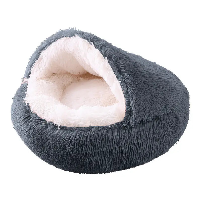 Plush Half-Enclosed Cat Bed – Dual-Purpose Sleep Mat & Nest