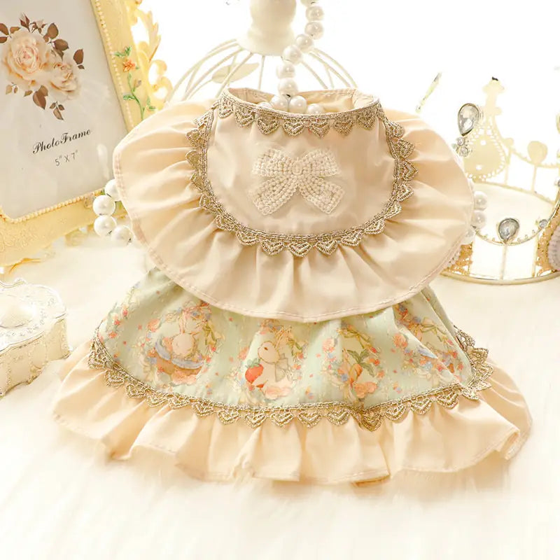 Golden Rabbit Princess Dress - Lolita Style Pet Tutu