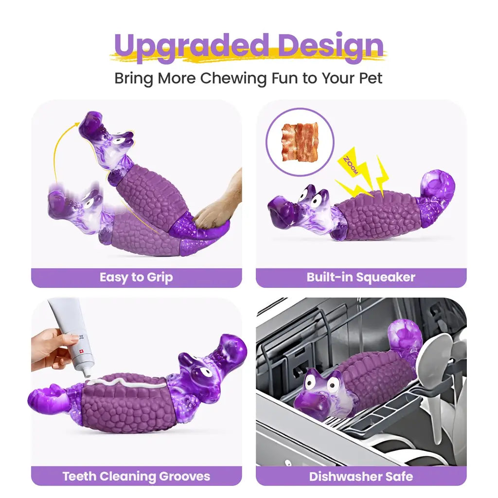 HGB Indestructible Dog Chew Toy for Aggressive Chewers – Squeaky Dental Nylon