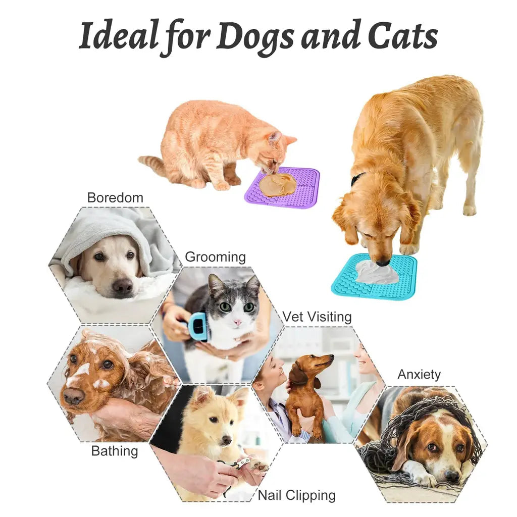 MateeyLife 2PCS Lick Mat for Dogs and Cats – Slow Feeder, Anxiety Relief, Suction Cup Design