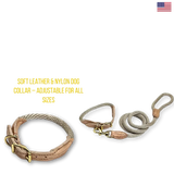 Soft Leather & Nylon Dog Collar – Adjustable for All Sizes