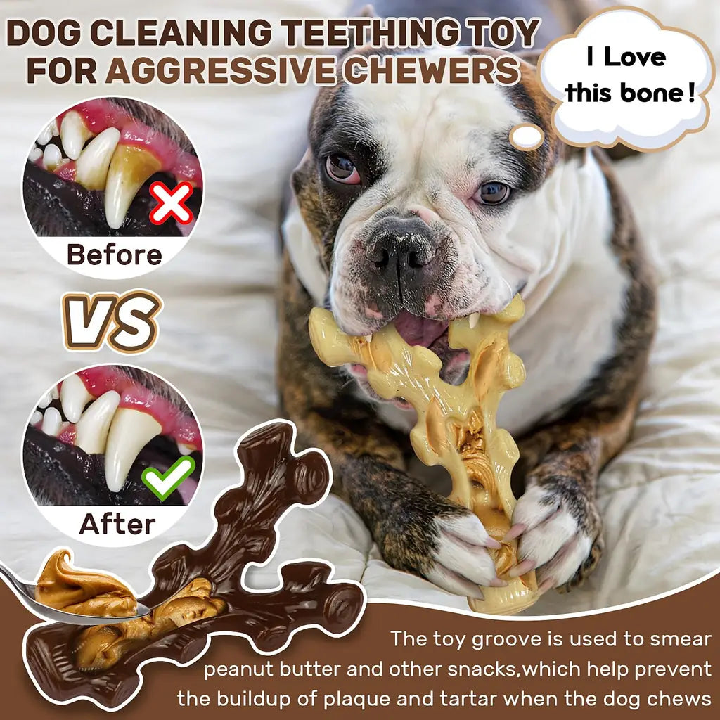 SIHRMIU 2 Pack Dog Chew Toys for Aggressive Chewers – Nylon Bone for Medium & Large Breeds, Teeth Cleaning