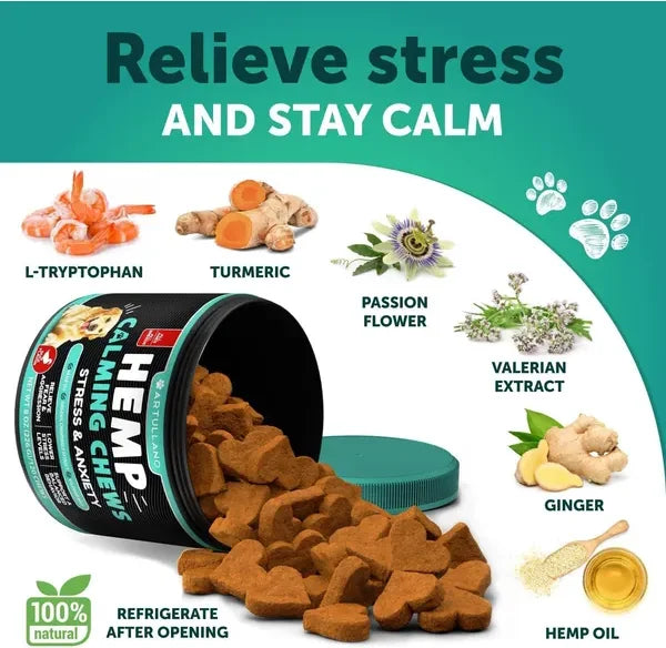 Artullano Hemp Calming Chews for Dogs – 120 Treats