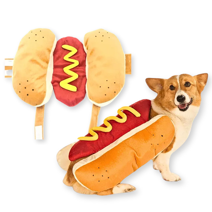 Hot Dog & Burger Pet Costume – Funny Outfit for Dogs & Cats