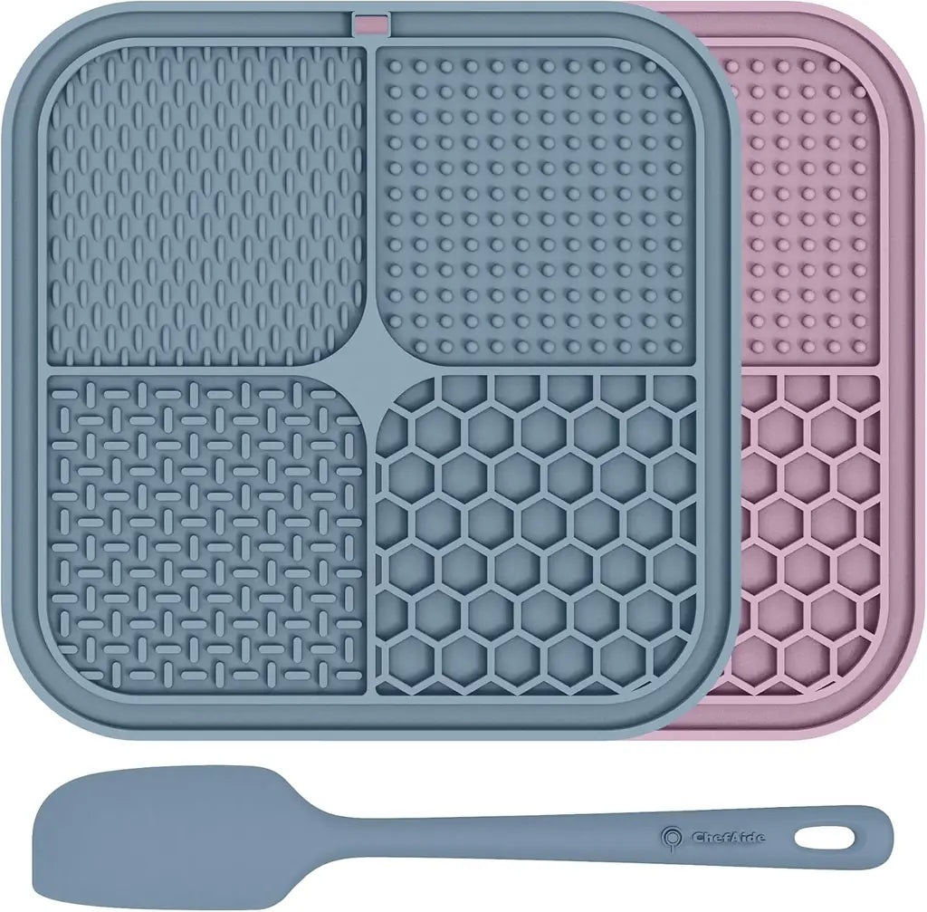 ChefAide 2 Pack Lick Mat for Dogs & Cats with Suction Cups – Slow Feeder, Anxiety Relief