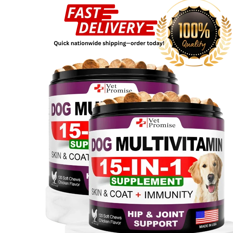 (2 Pack) Dog Multivitamin Chewable with Glucosamine   Dog Vitamins and